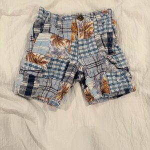 Y2K Old Navy Blue‎ and Tan Patchwork Cargo Shorts